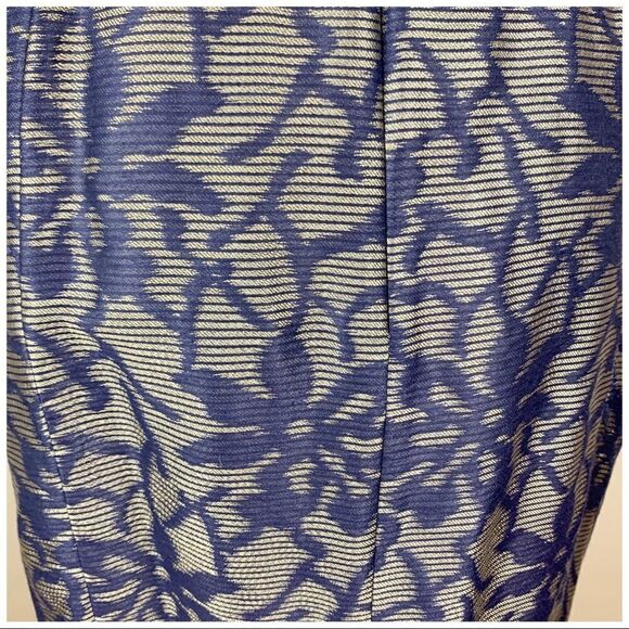 Aiden Mattox Blue and Taupe Floral Jacquard Cocktail Dress Sz 8 - Picture 9 of 12
